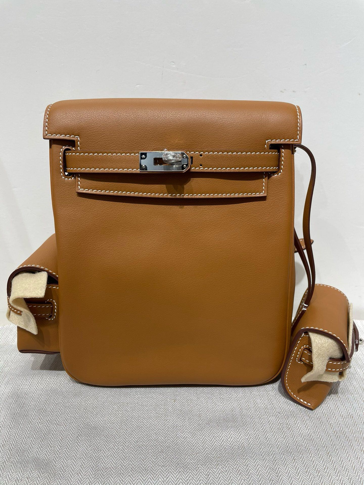 Hermes Kelly Ado Pockets Backpack In Brown Swift Leather